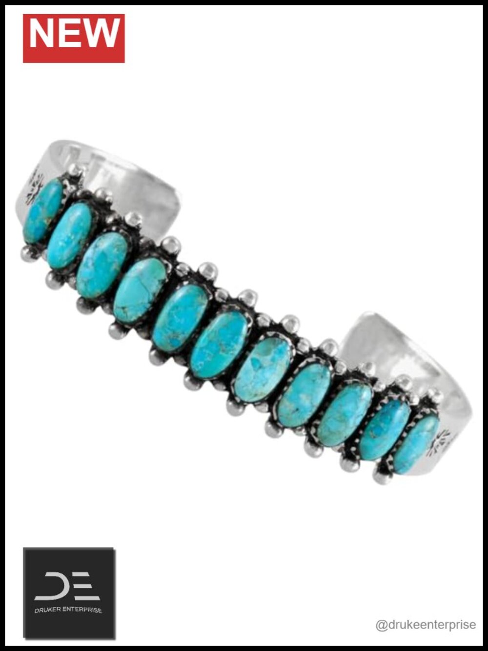 Sterling Silver Turquoise Cuff Bracelet Genuine Gemstone
